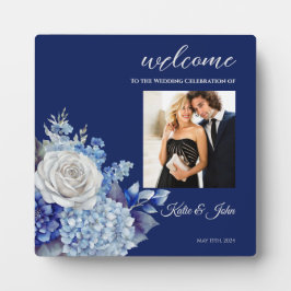 Aquarellblaue Blume Bouquet-Wedding- Fotoplatte
