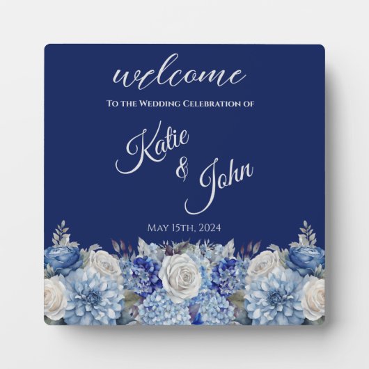 Aquarellblaue Blume Bouquet-Wedding- Fotoplatte (Vorderseite)