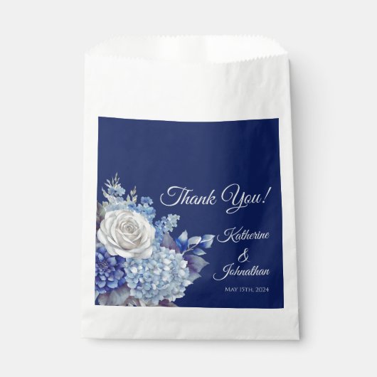 Aquarellblaue Blume Bouquet-Wedding- Geschenktütchen (Vorderseite)