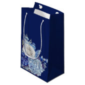 Aquarellblaue Blume Bouquet-Wedding- Kleine Geschenktüte (Vorderseite Schrägansicht)