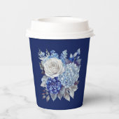 Aquarellblaue Blume Bouquet-Wedding- Pappbecher (Rückseite)