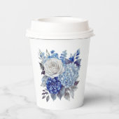 Aquarellblaue Blume Bouquet-Wedding- Pappbecher (Rückseite)
