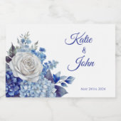Aquarellblaue Blume Bouquet-Wedding- Schaumweinetikett (Einzelnes Label)
