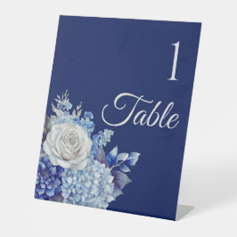 Aquarellblaue Blume Bouquet-Wedding- Sockelschild