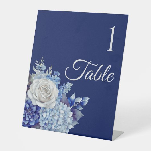 Aquarellblaue Blume Bouquet-Wedding- Sockelschild (Vorderseite)