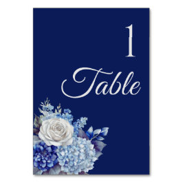 Aquarellblaue Blume Bouquet-Wedding- Tischnummer