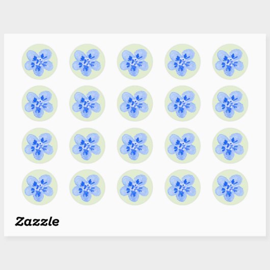 Aquarellblaue Blume Runder Aufkleber (Blatt)