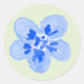 Aquarellblaue Blume Runder Aufkleber (Vorderseite)
