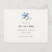 Aquarellblaue Blume Save the Date Ankündigungspostkarte (Vorderseite)