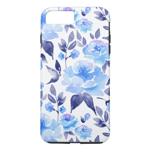 Aquarellblaue Blumen 2 Case-Mate iPhone Hülle (Rückseite)