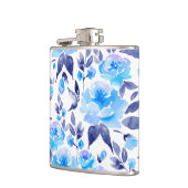 Aquarellblaue Blumen 2 Flachmann (Links)