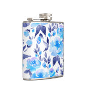 Aquarellblaue Blumen 2 Flachmann (Rechts)