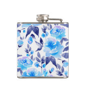 Aquarellblaue Blumen 2 Flachmann (Rückseite)