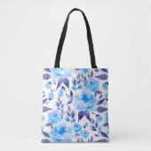 Aquarellblaue Blumen 2 Tasche (Vorderseite)