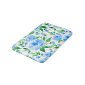 Aquarellblaue Blumen Badematte (Schrägansicht)
