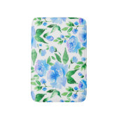 Aquarellblaue Blumen Badematte (Vorderseite Vertikal)