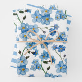 Aquarellblaue Blumen. Blumengurt Geschenkpapier Set (Beispiel)