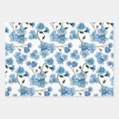 Aquarellblaue Blumen. Blumengurt Geschenkpapier Set (Vorderseite)