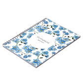 Aquarellblaue Blumen. Blumengurt Notizblock (Linke Seite)
