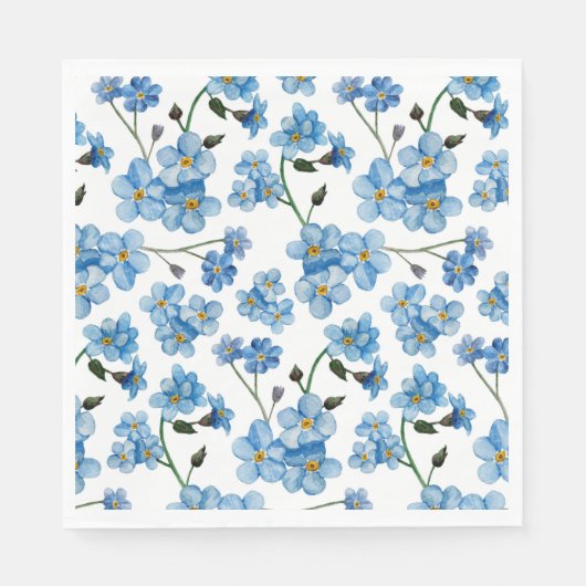 Aquarellblaue Blumen. Blumengurt Serviette (Vorderseite)