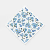 Aquarellblaue Blumen. Blumengurt Serviette (Ecke)