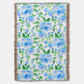 Aquarellblaue Blumen Decke (Vorderseite Vertikal)