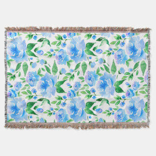 Aquarellblaue Blumen Decke