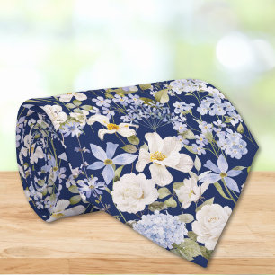 Aquarellblaue Blumen Elegante Florale Hochzeit Krawatte