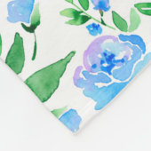 Aquarellblaue Blumen Fleecedecke (Ecke)