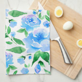 Aquarellblaue Blumen Handtuch (Viertel Falte)