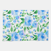 Aquarellblaue Blumen Handtuch (Horizontal)