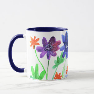 Aquarellblaue Blumen, helles Bild Tasse