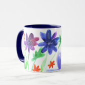 Aquarellblaue Blumen, helles Bild Tasse (Vorderseite Links)