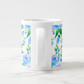 Aquarellblaue Blumen Jumbo-Tasse (Rückseite)