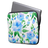 Aquarellblaue Blumen Laptopschutzhülle (Vorderseite Links)