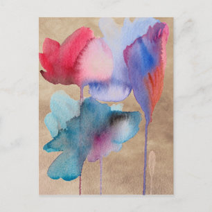 Aquarellblaue Blumen Modernes Blumendesign Postkarte