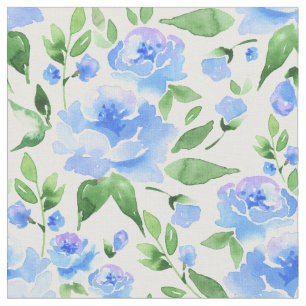 Aquarellblaue Blumen Stoff