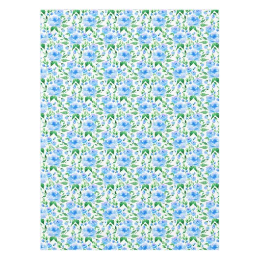 Aquarellblaue Blumen Tischdecke (Vorderseite)