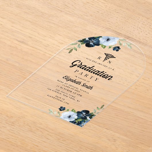 Aquarellblaue Blumenpflegerpartei Acryleinladungen (Ablage )