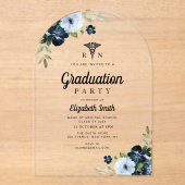 Aquarellblaue Blumenpflegerpartei Acryleinladungen (Vorderseite)