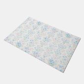 Aquarellblaue Blüten Fußmatte (Schrägansicht)