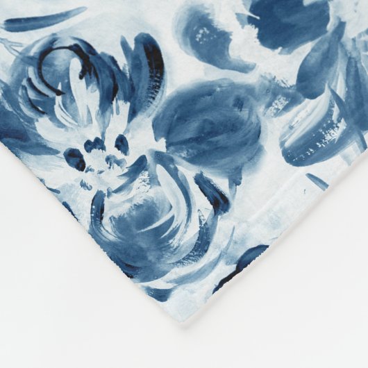 Aquarellblaue Blütendecke Fleecedecke (Ecke)