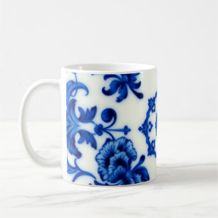 Aquarellblaue botanische matte Glas-Tasse Kaffeetasse