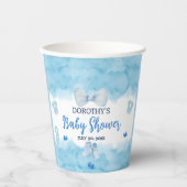 Aquarellblaue Cloud Pastellpinsel Baby Boy Dusche Pappbecher (Vorderseite)