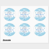 Aquarellblaue Cloud Pastellpinsel Baby Boy Dusche Runder Aufkleber (Blatt)