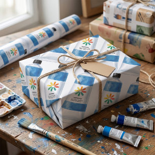 Aquarellblaue Farbtube Illustration Geschenkpapier
