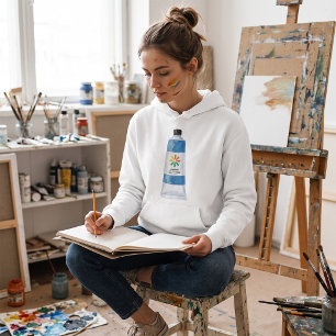 Aquarellblaue Farbtube-Illustration Hoodie