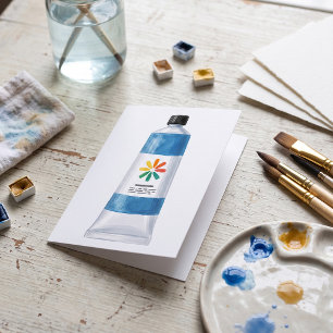 Aquarellblaue Farbtube Illustration Karte