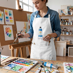 Aquarellblaue Farbtube Illustration Schürze