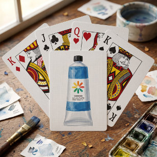 Aquarellblaue Farbtube Illustration Spielkarten